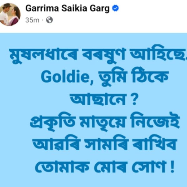 নিশা মূষলধাৰ বৰষুণ আৰু সামাজিক মাধ্যমত বিশেষ পোষ্ট&hellip;