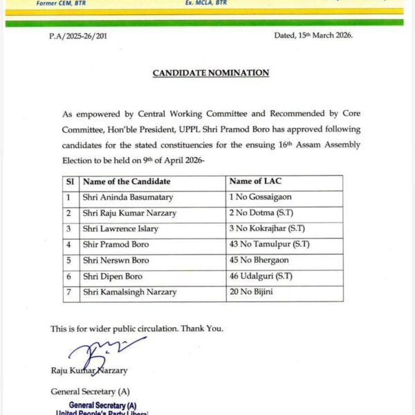 NDA ত্যাগ কৰি নিজাববীয়া প্ৰাৰ্থীৰ তালিকা ঘোষণা UPPLৰ