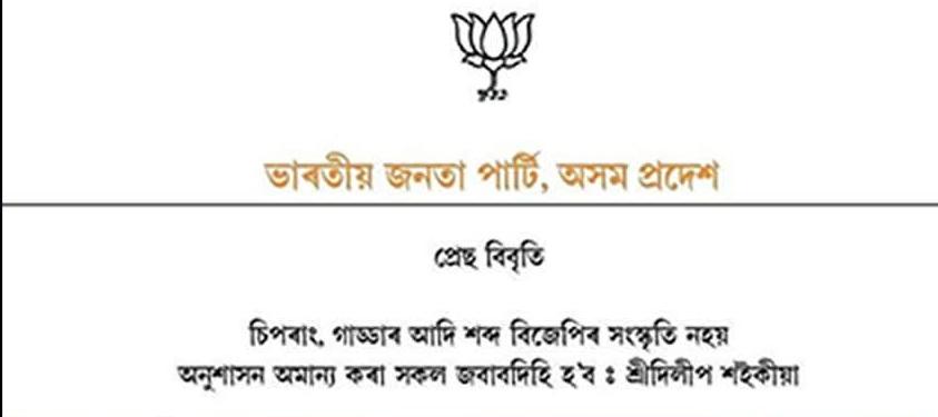 প্ৰসংগ: বিজেপিৰ চিপৰাং,গাড্ডাৰ